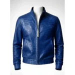 Leather Jacket Crocodile Design Blue
