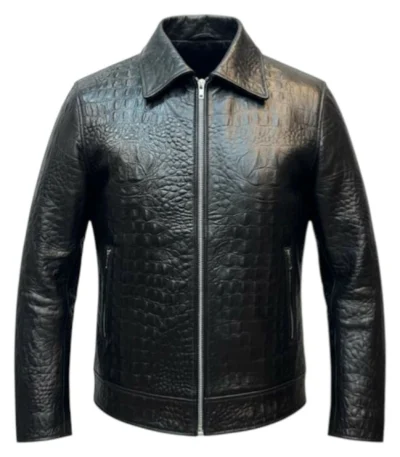 Alligator Embossed Leather Jacket
