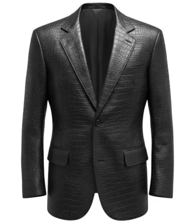 Black Crocodile Blazer Coat