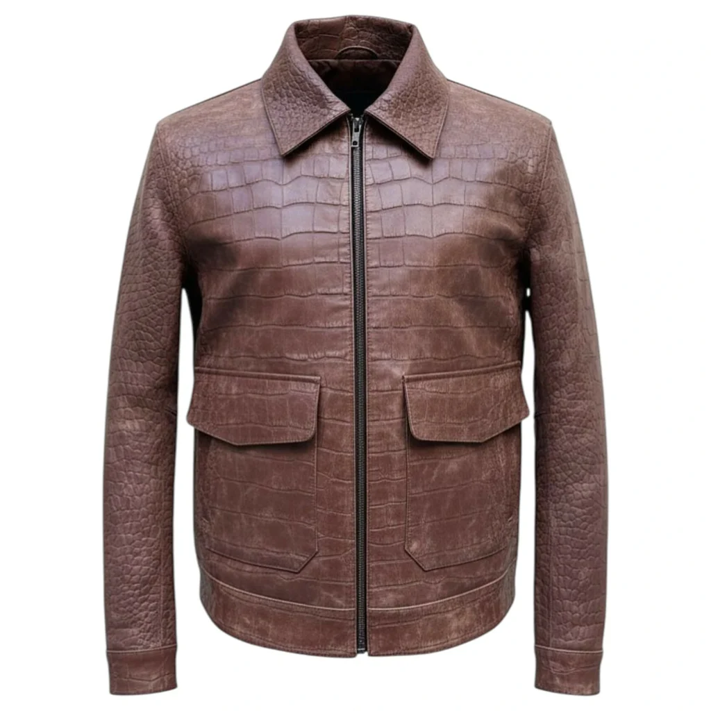 Crocodile Embossed Vintage Brown