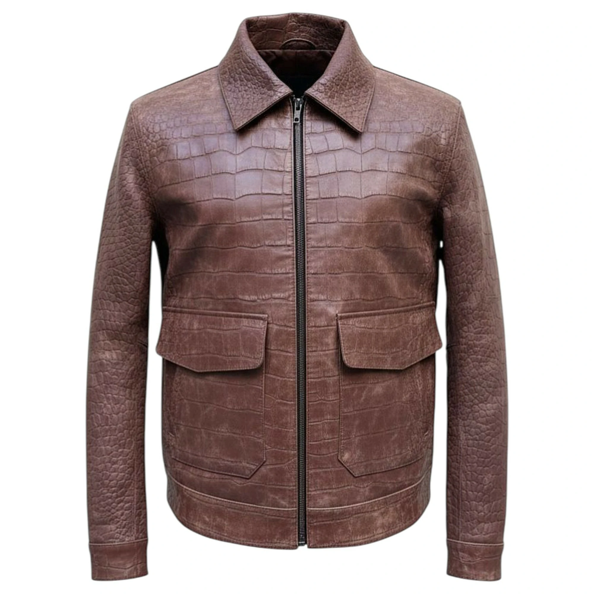 Crocodile Embossed Vintage Brown Crocodile Embossed Vintage Brown